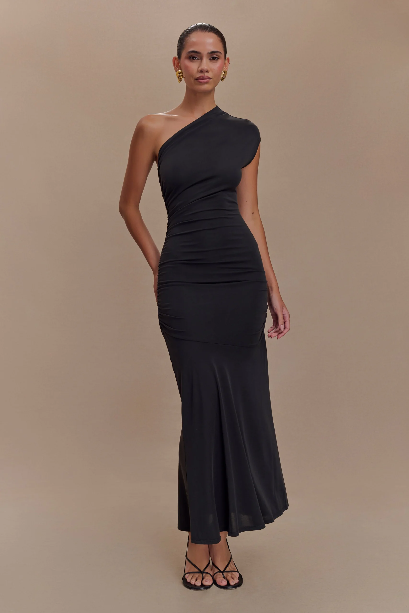 ChloeFINAL SALEPeached Jersey One Shoulder Midi Dress - Black