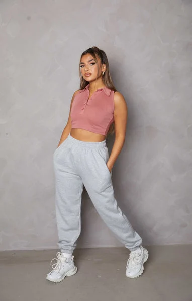 Chocolate Ribbed Sleeveless Button Up Crop Top - Phila