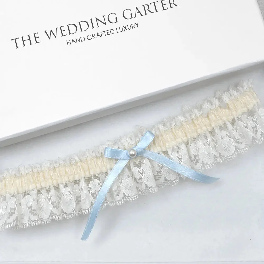 Clara Cream & Ivory Lace Bridal Garter