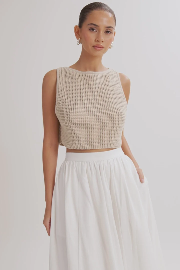 ClarenceLinen A-Line Maxi Skirt - White