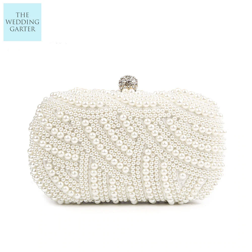 Classic Pearl Beaded Double Sided Evening Clutch