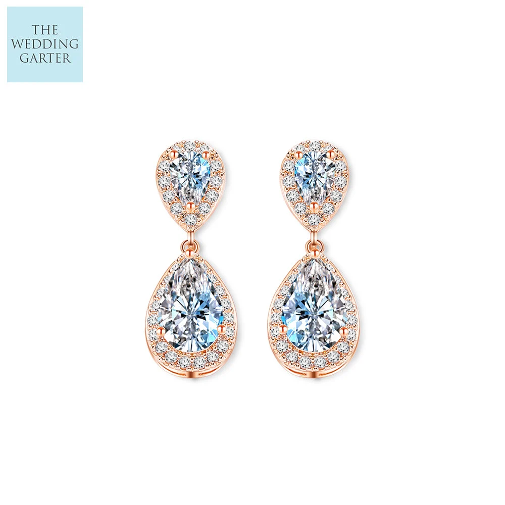 Classic Rose Gold Dropper Earrings For Bridesmaids