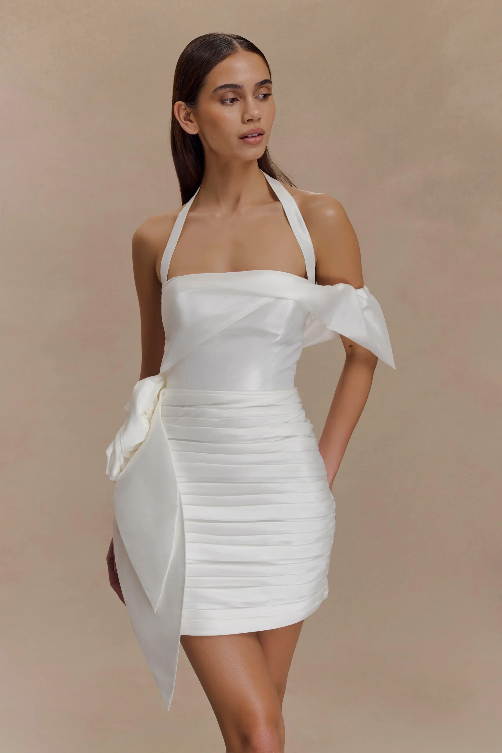 ClaudineFINAL SALETaffeta Floral Mini Dress - White