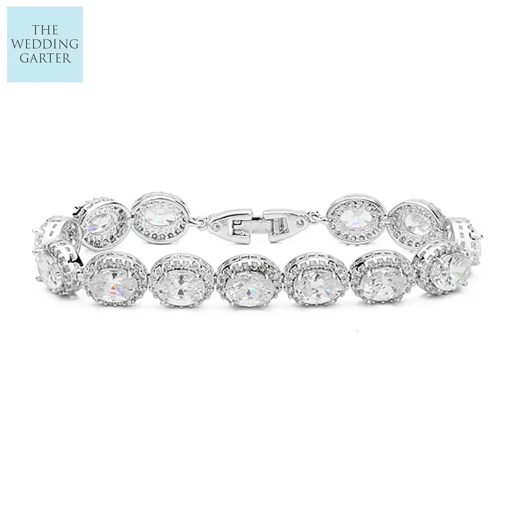 Clear Oval Shape Cubic Zirconia Luxury Wedding Bracelet