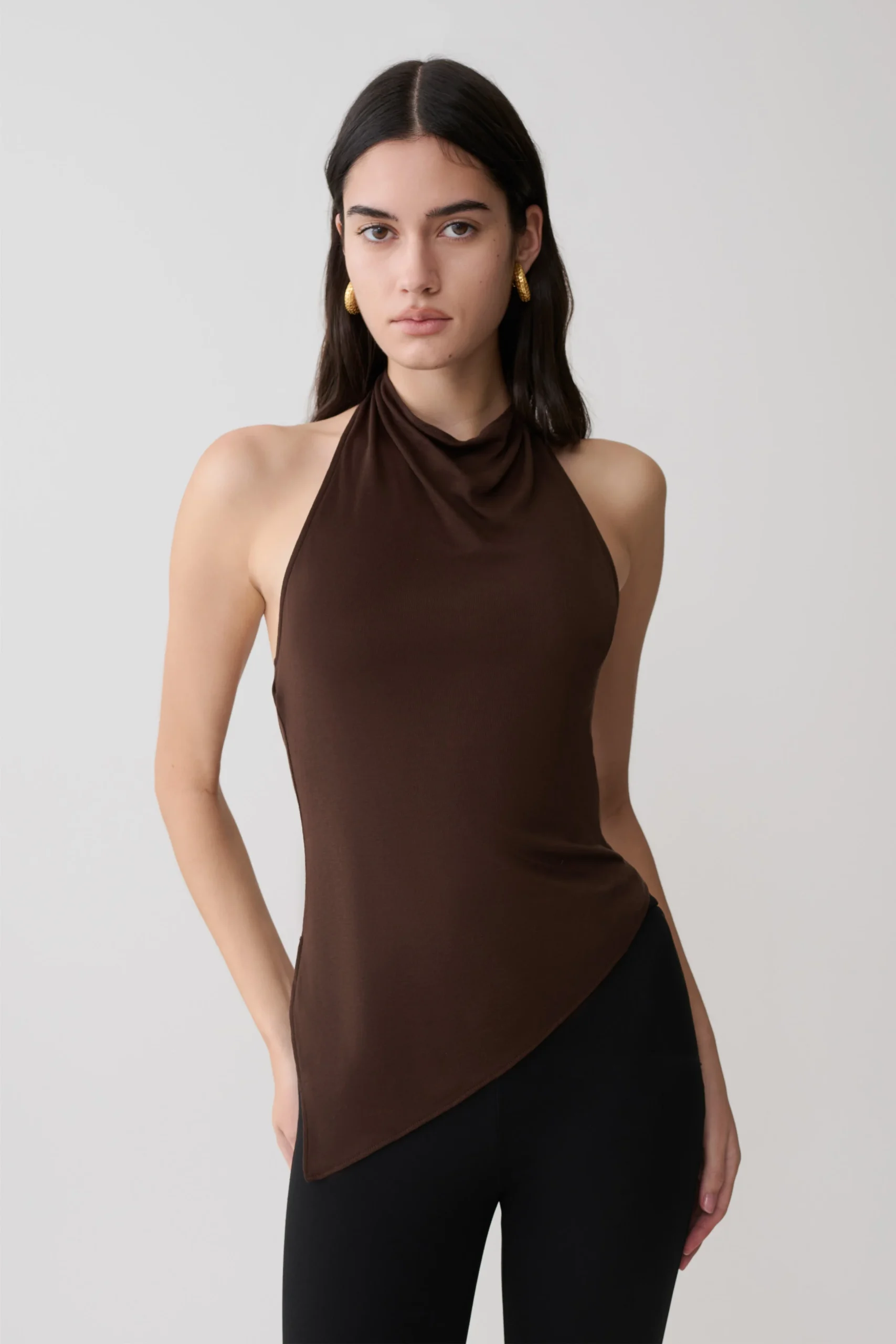 CleaRelaxed Sheer Halter Top - Espresso