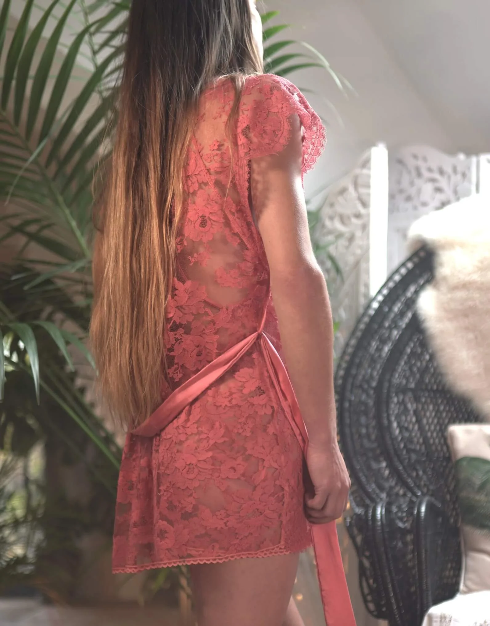 Clementine Lace Kimono Orange Blossom