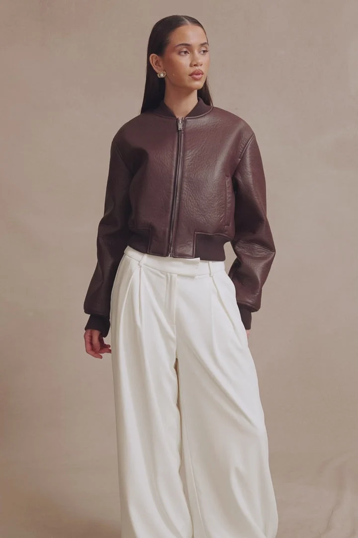 CodiFINAL SALEFaux Leather Bomber Jacket - Merlot
