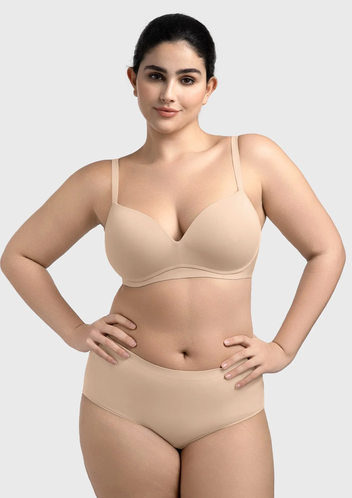 Comfortable Wireless Push Up Plunge Bra with Padded V Lift
