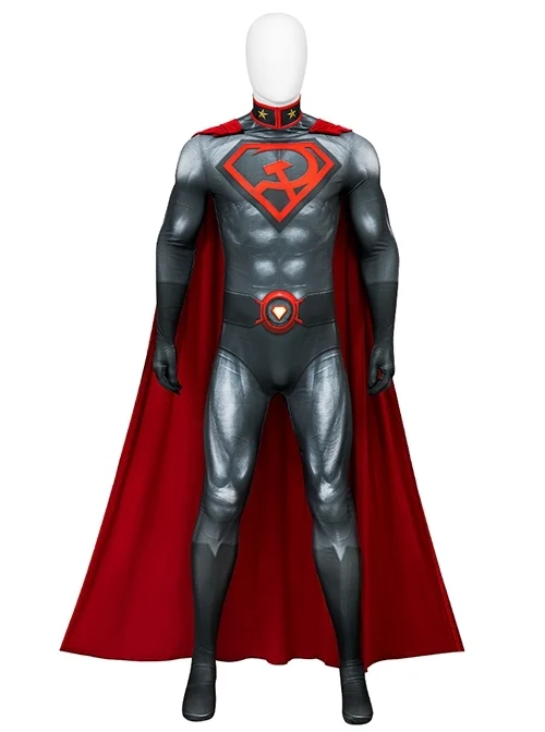 Comic Superman Red Son Halloween Cosplay Costume Superman Bodysuit Full Set