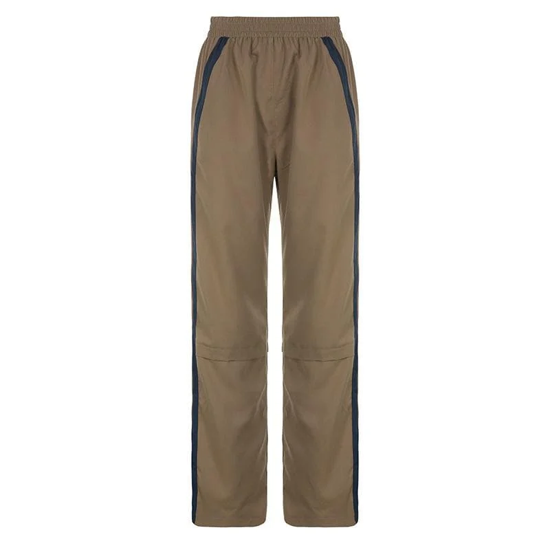 Contrast slit patchwork wide leg pant