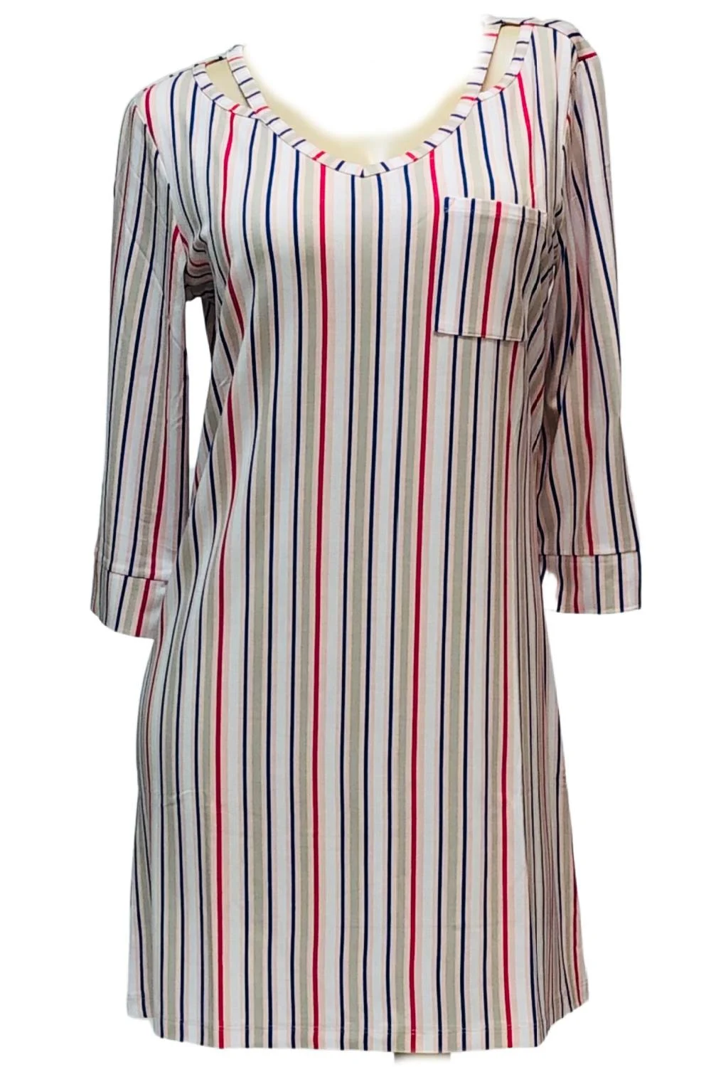 Cool Girl Dusk to Dawn 3/4 Sleeves Sleepshirt, Candy Stripes (C518202)