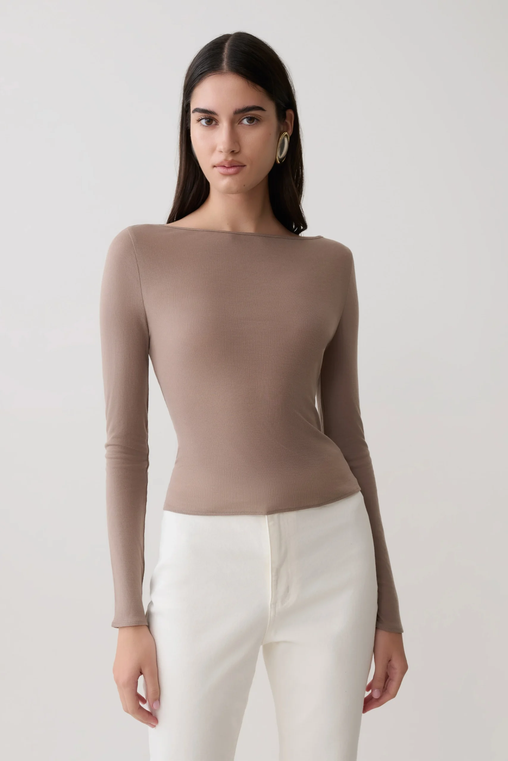 CoralineLong Sleeve Sheer Top - Neutral