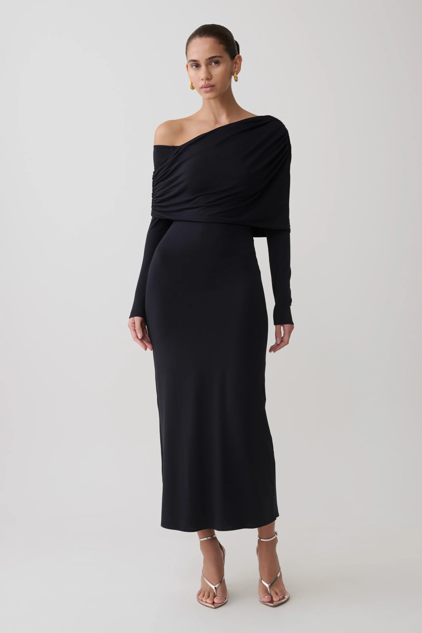 CorinnaModal One Shoulder Midi Dress - Black