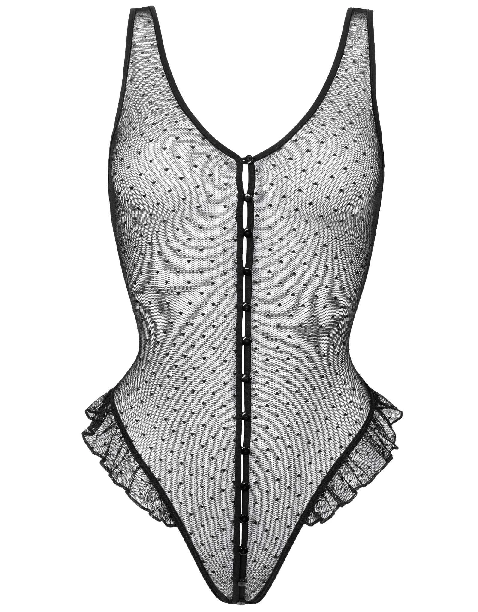 Coup de Foudre Plumetis Bodysuit Black