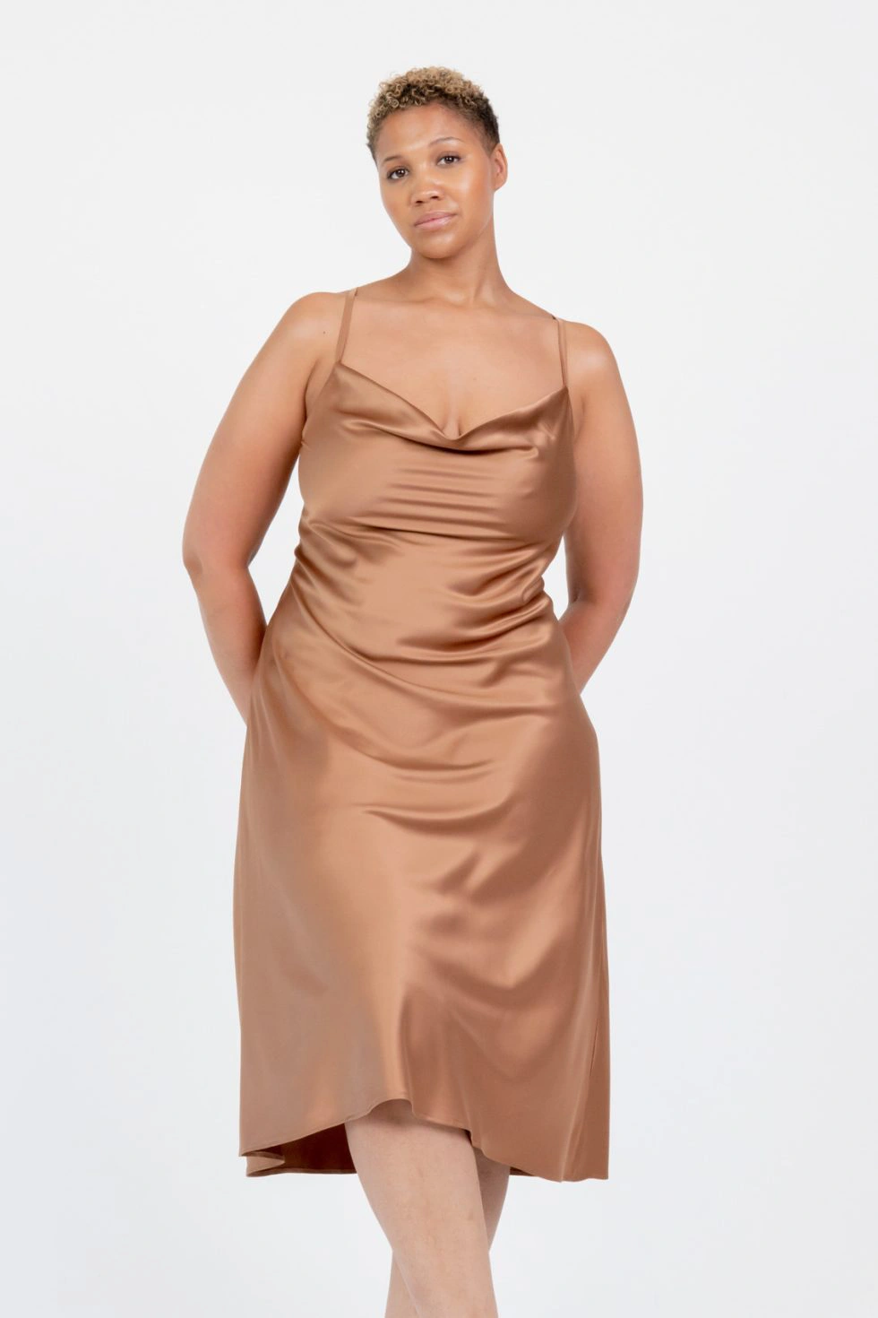Cowl Neck Dress in Nude
