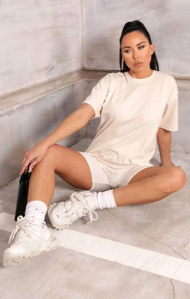Cream High-Waisted Soft Touch Casual Shorts-Crystal