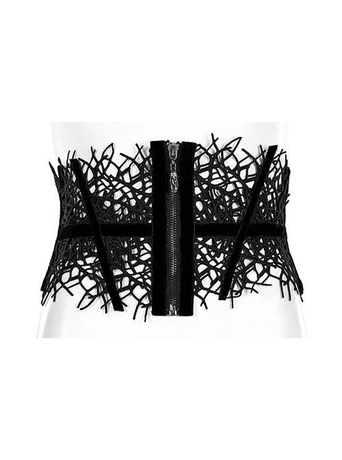 Creative Non-Elastic Hard Velvet Webbing Adjustable Elastic Black Gothic Withered Vine-Shaped Corset