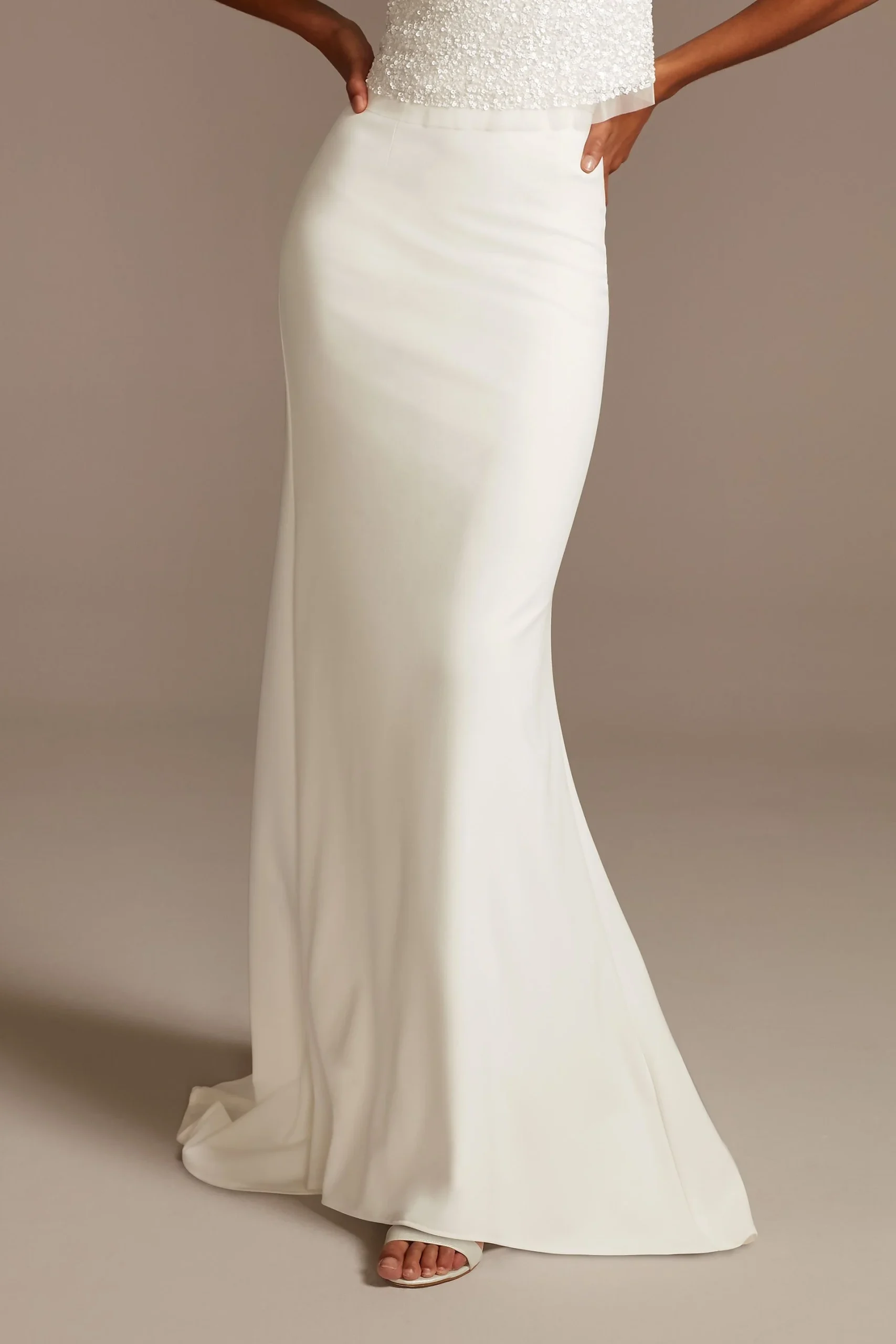 Crepe Sweep Train Wedding Separate Skirt