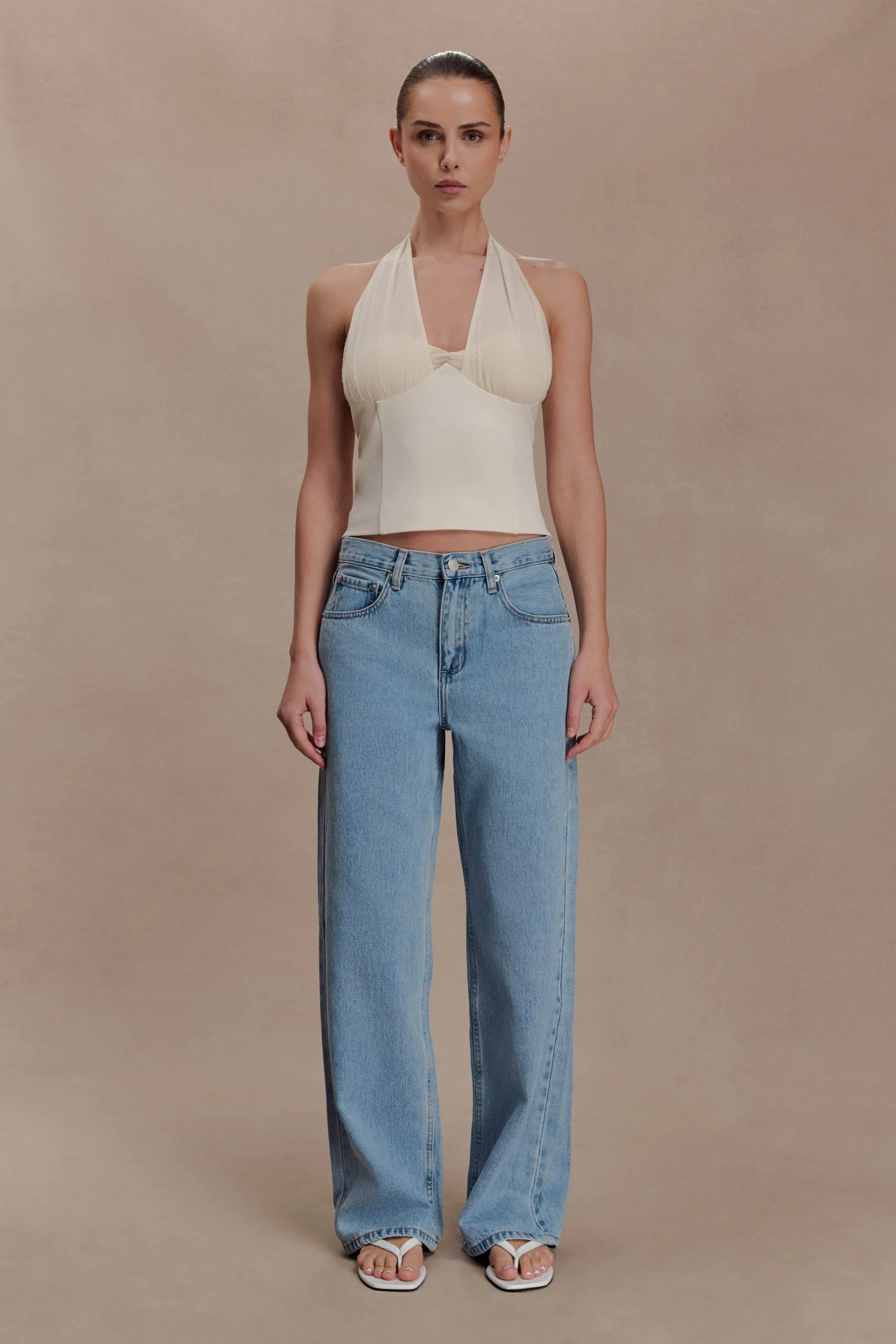 CressidaCrepe Halter Top - Ivory