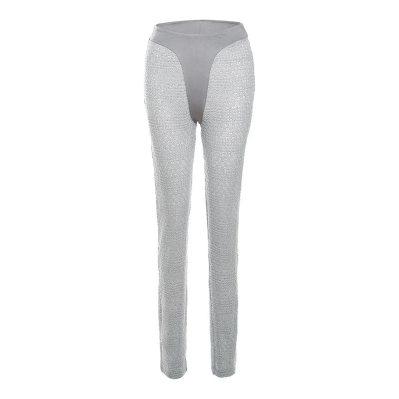 Crochet patchwork solid low rise pant