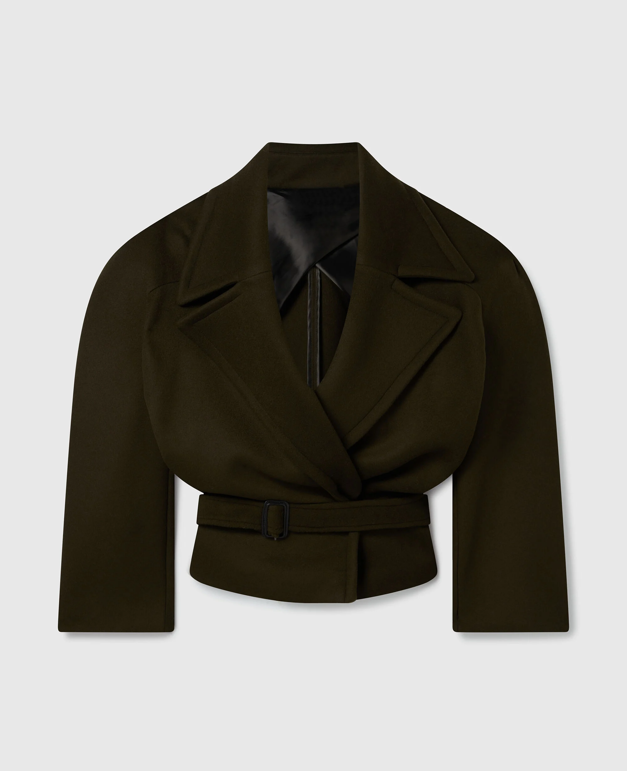 Cropped Belted Trench Jacket