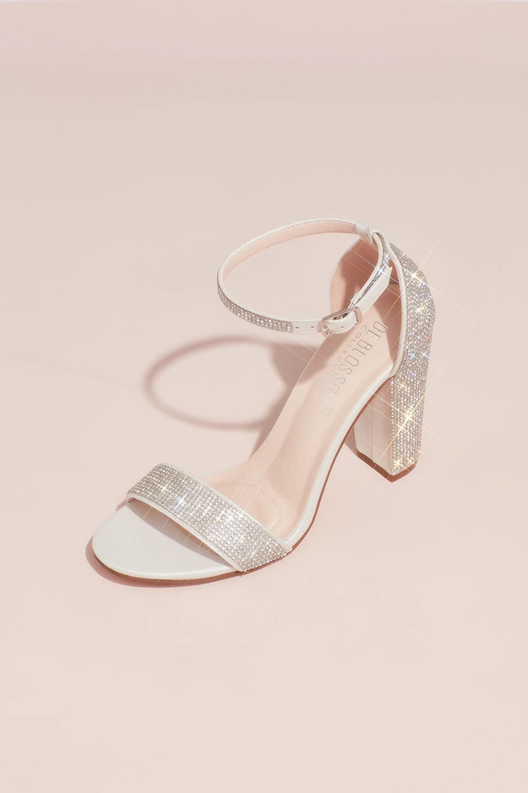Crystal Block Heel Sandals with Shimmering Accents