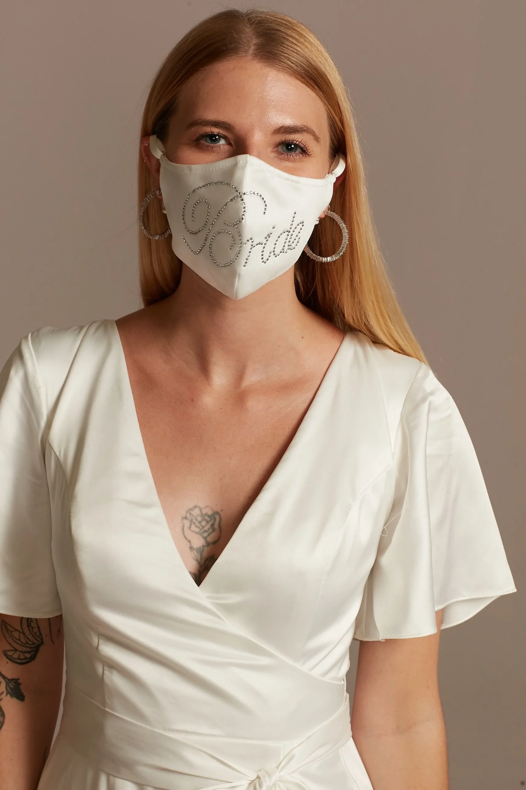 Crystal Bride Satin Loop Fashion Face Mask