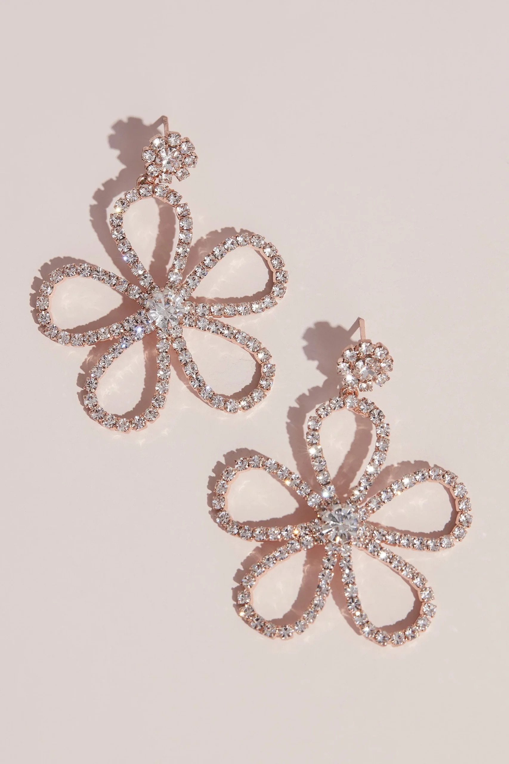 Crystal Dangling Flower Stud Earrings