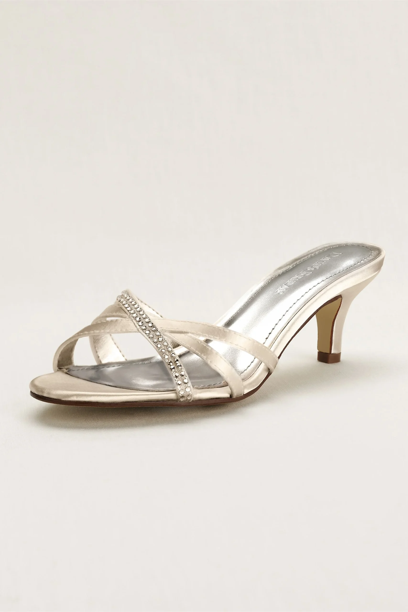 Crystal Embellished Dyeable Low Heel Sandal