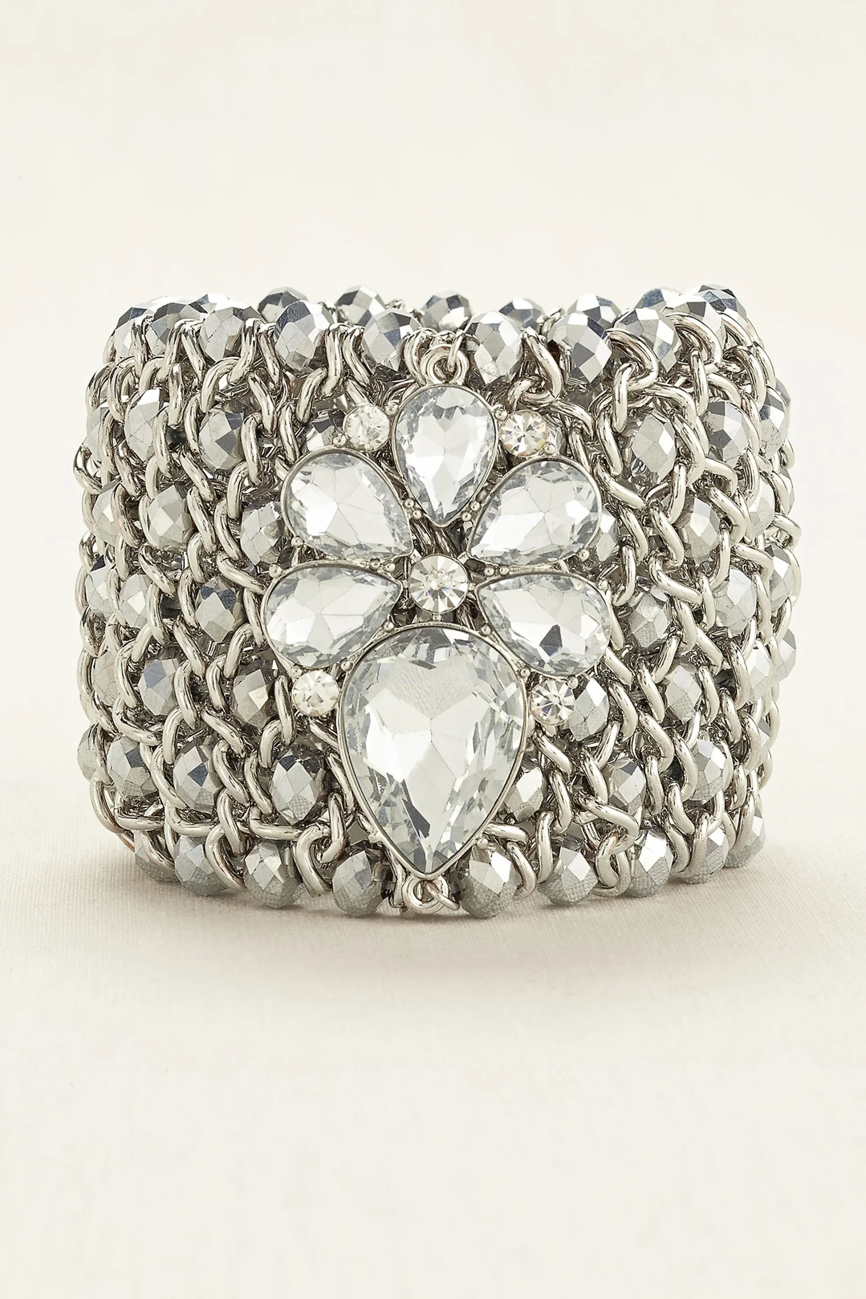 Crystal Embellished Woven Bead Bracelet