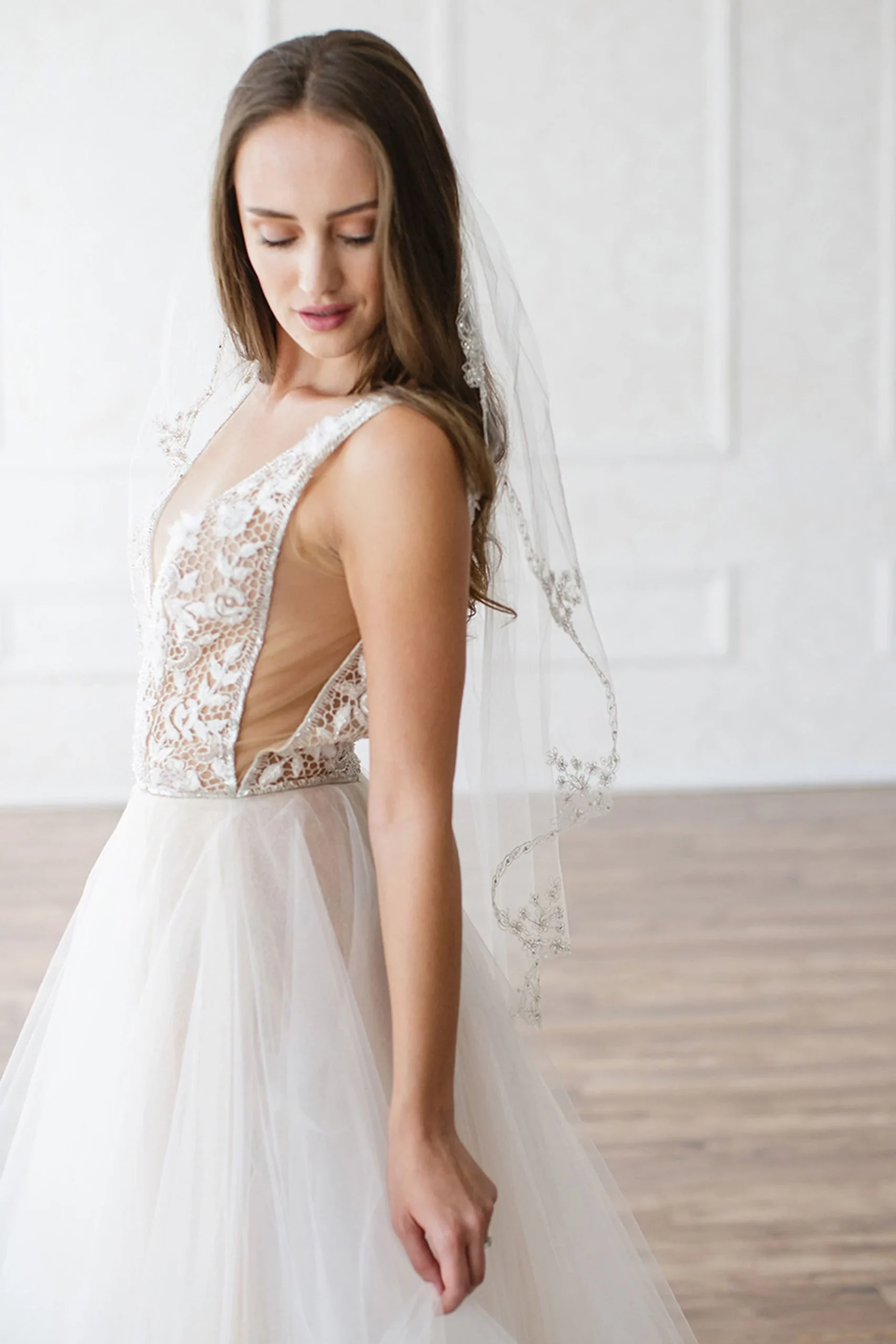 Crystal Floral Sprig Mid-Length Veil