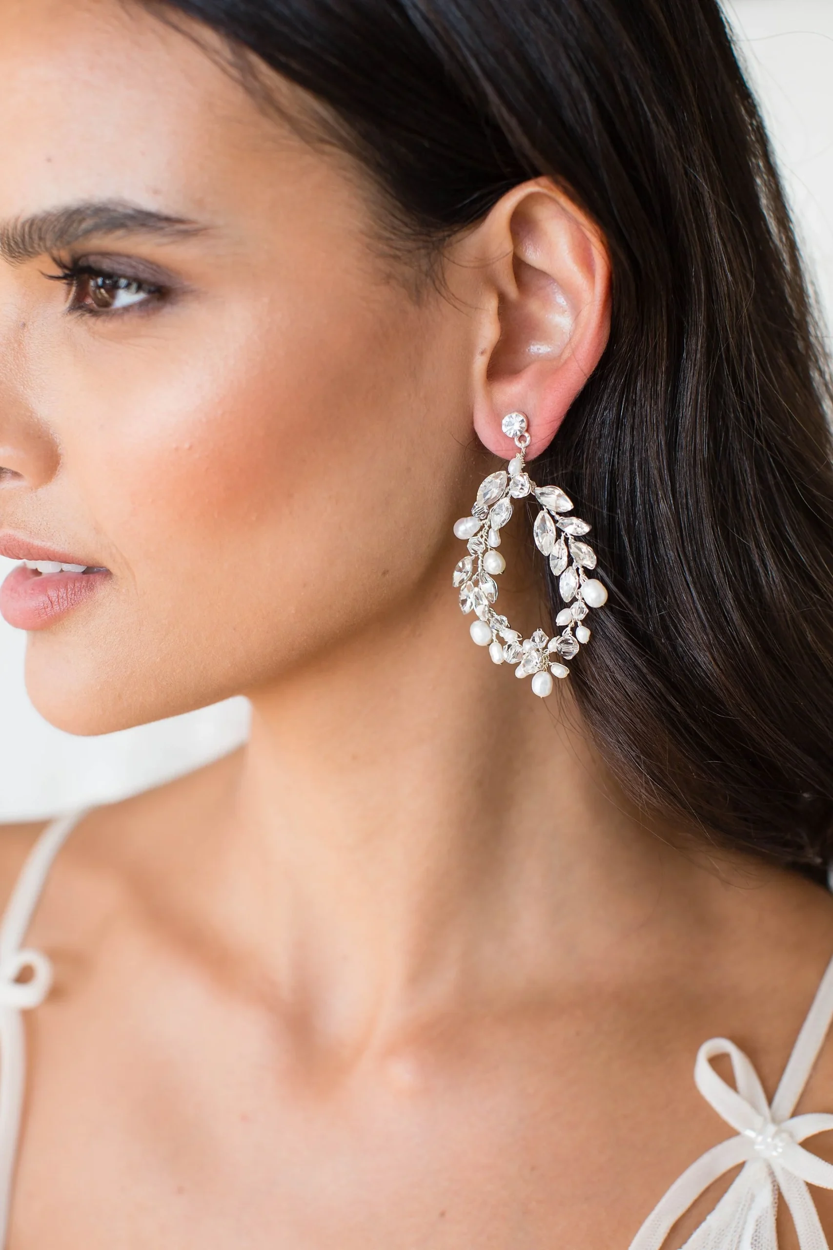 Crystal and Freshwater Pearl Wreath Earrings