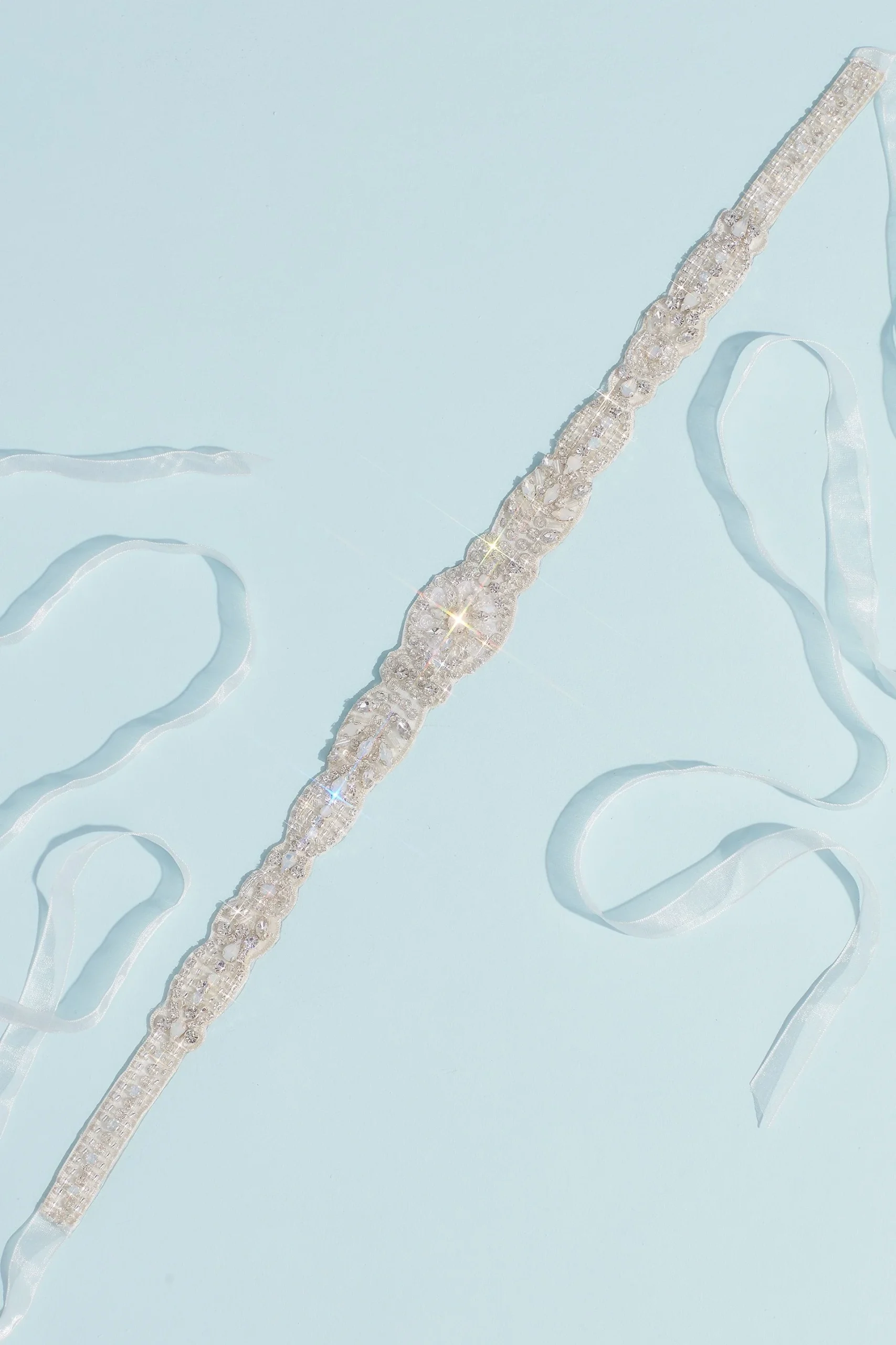 Crystal and Opal Embellished Burst Patterned Sash