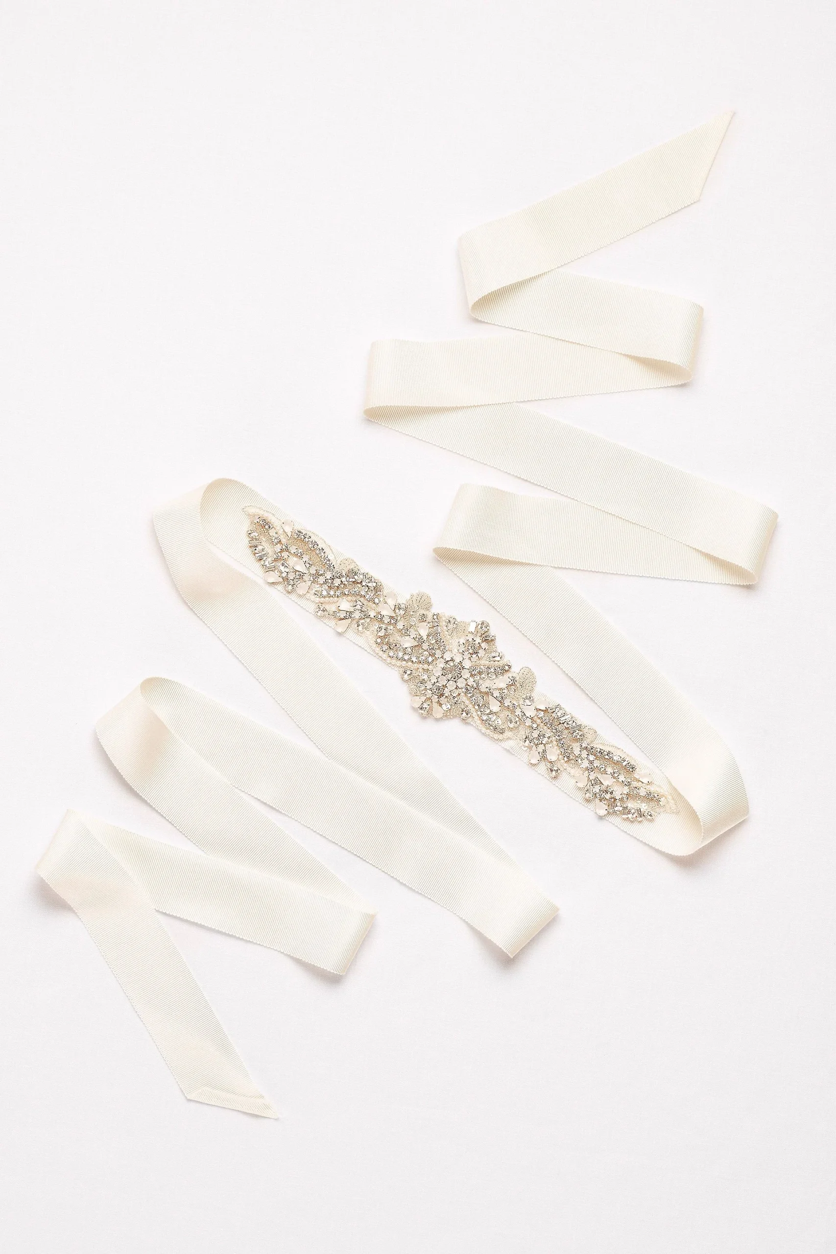 Crystal and Pearl Grosgrain Ribbon Sash