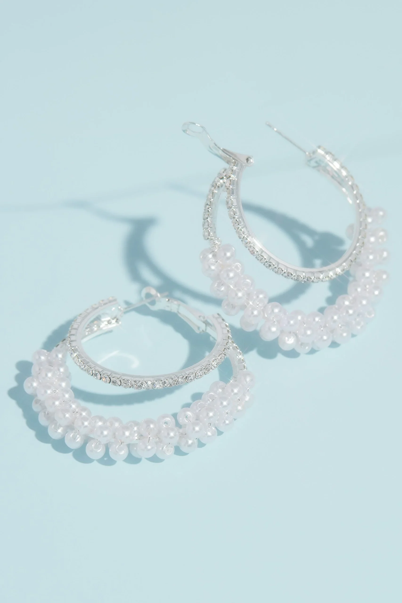 Crystal and Pearl Multi-Hoop Earrings