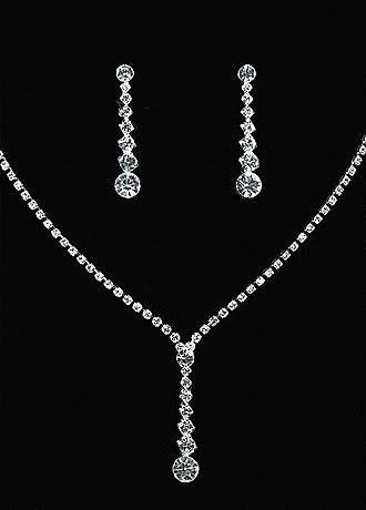 Crystal Y-Necklace with Graduated Crystal Earrings