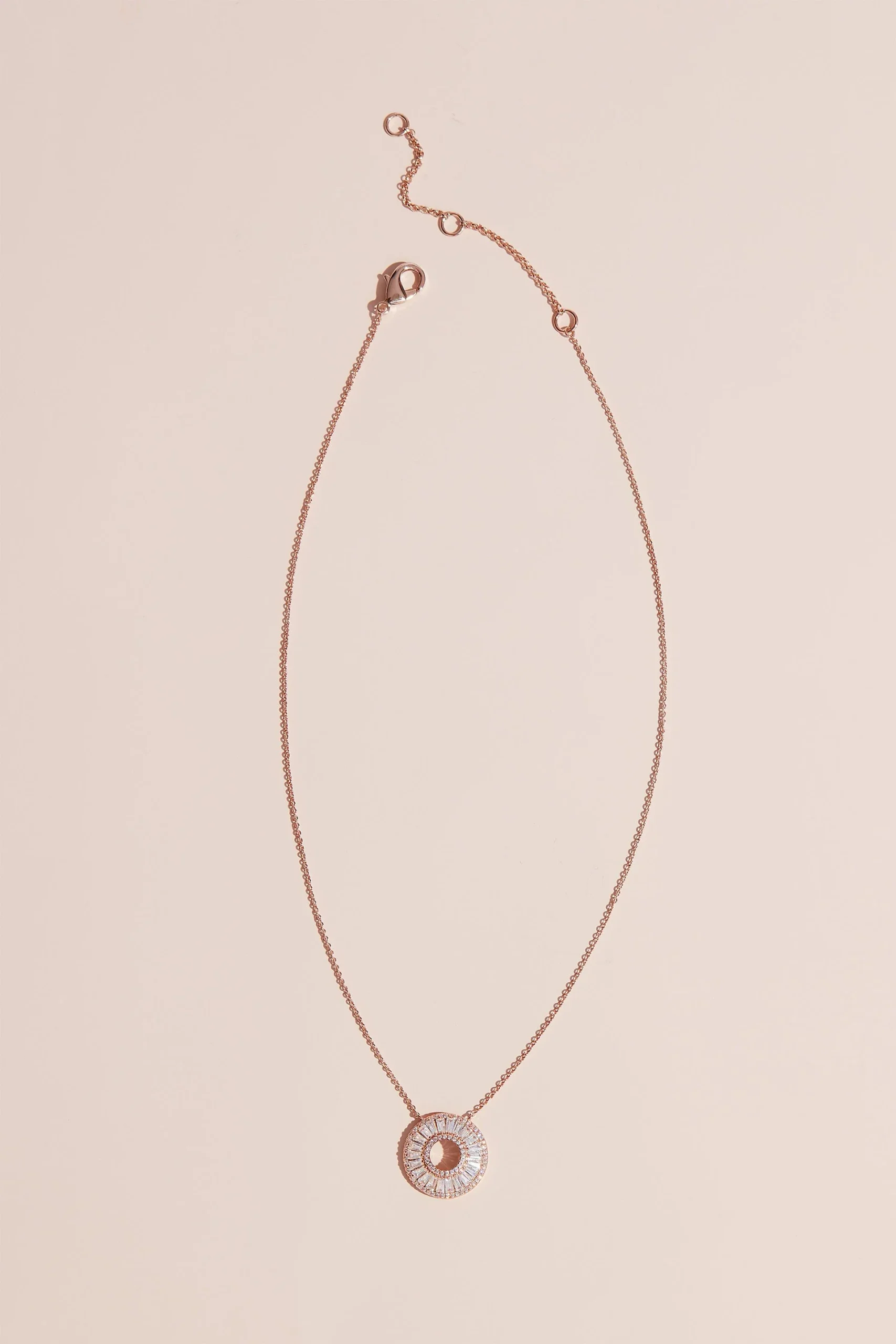 Cubic Zirconia Baguette Wheel Pendant Necklace