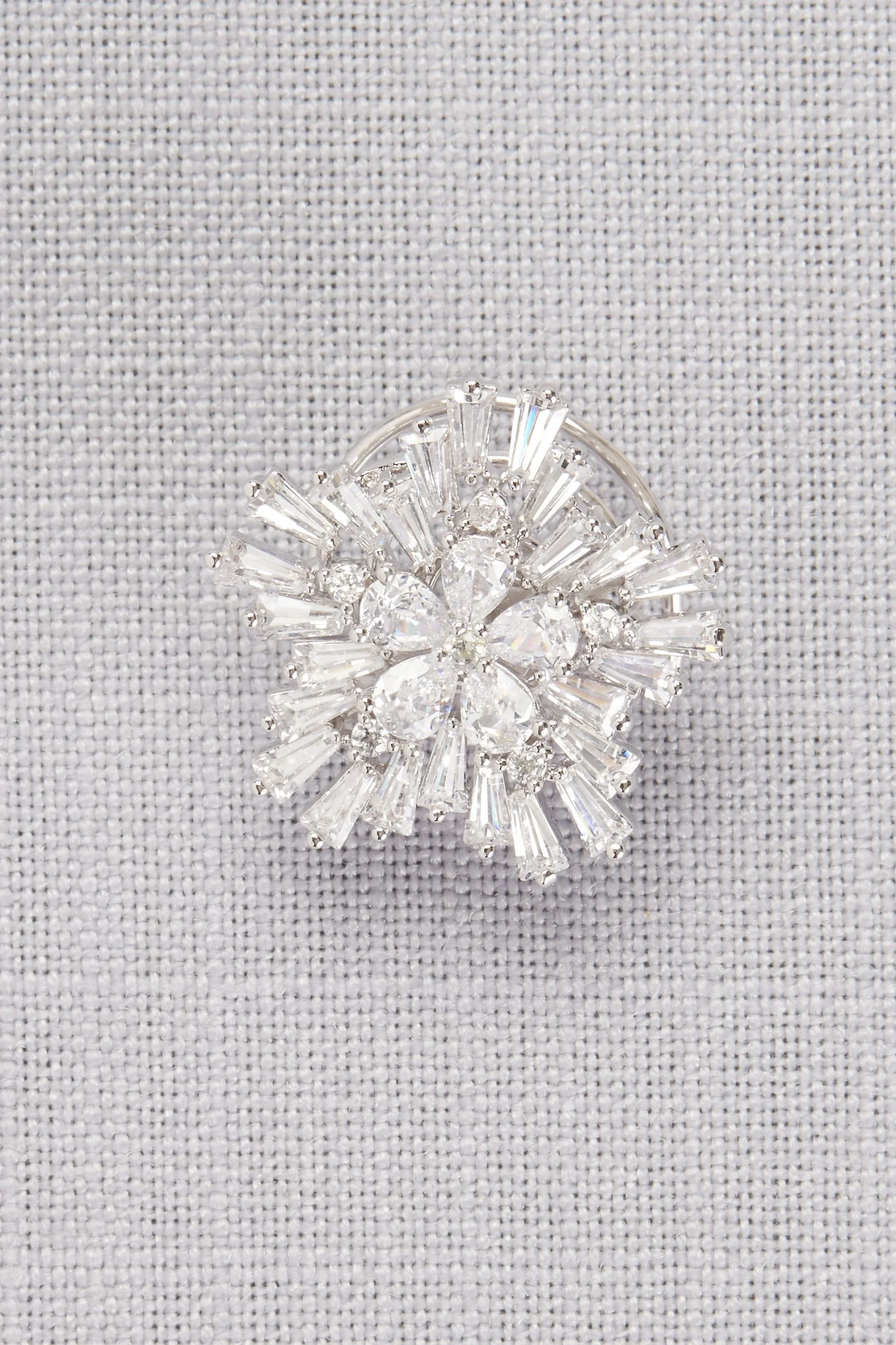Cubic Zirconia Flower Spin Pin Set