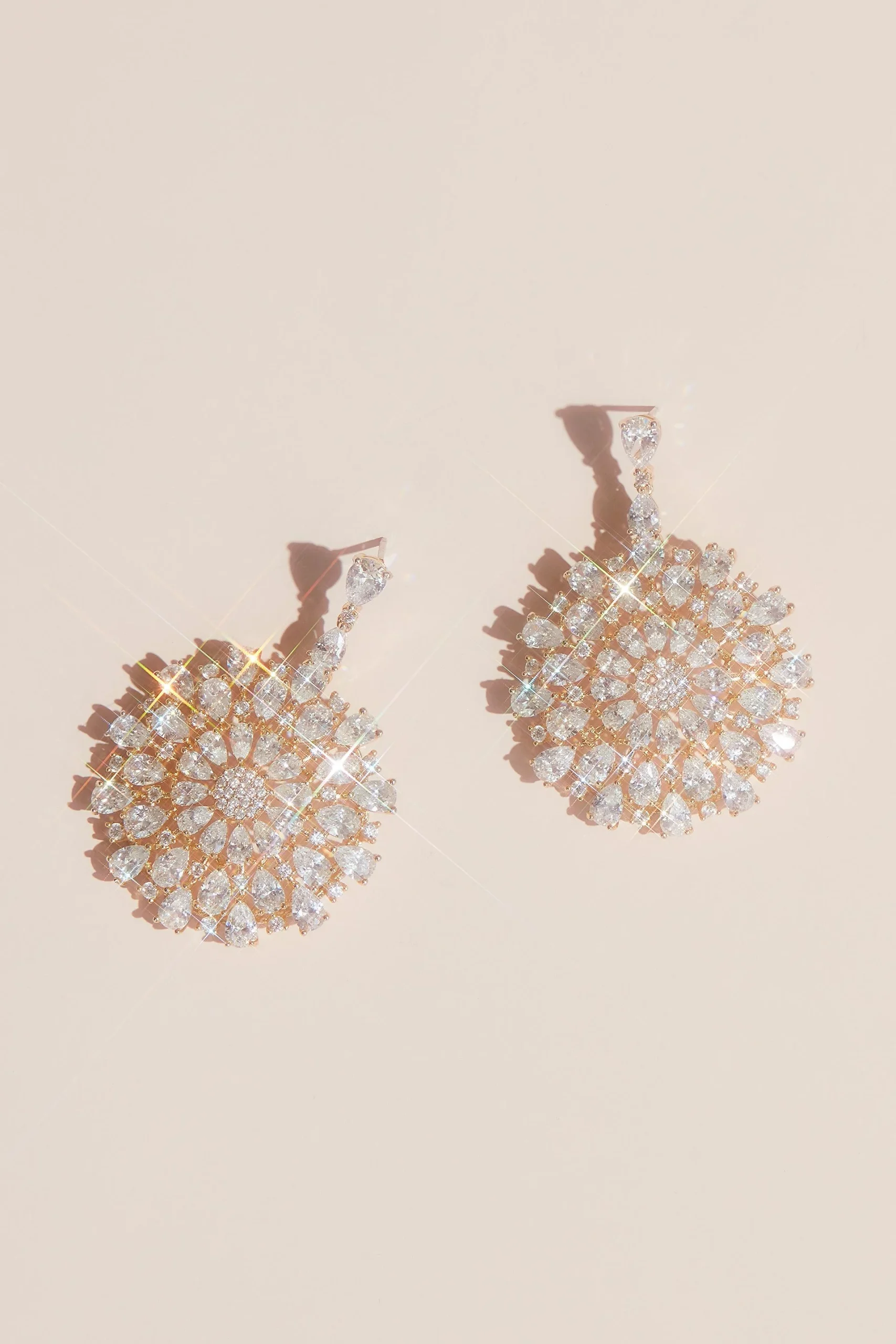 Cubic Zirconia Grand Medallion Earrings