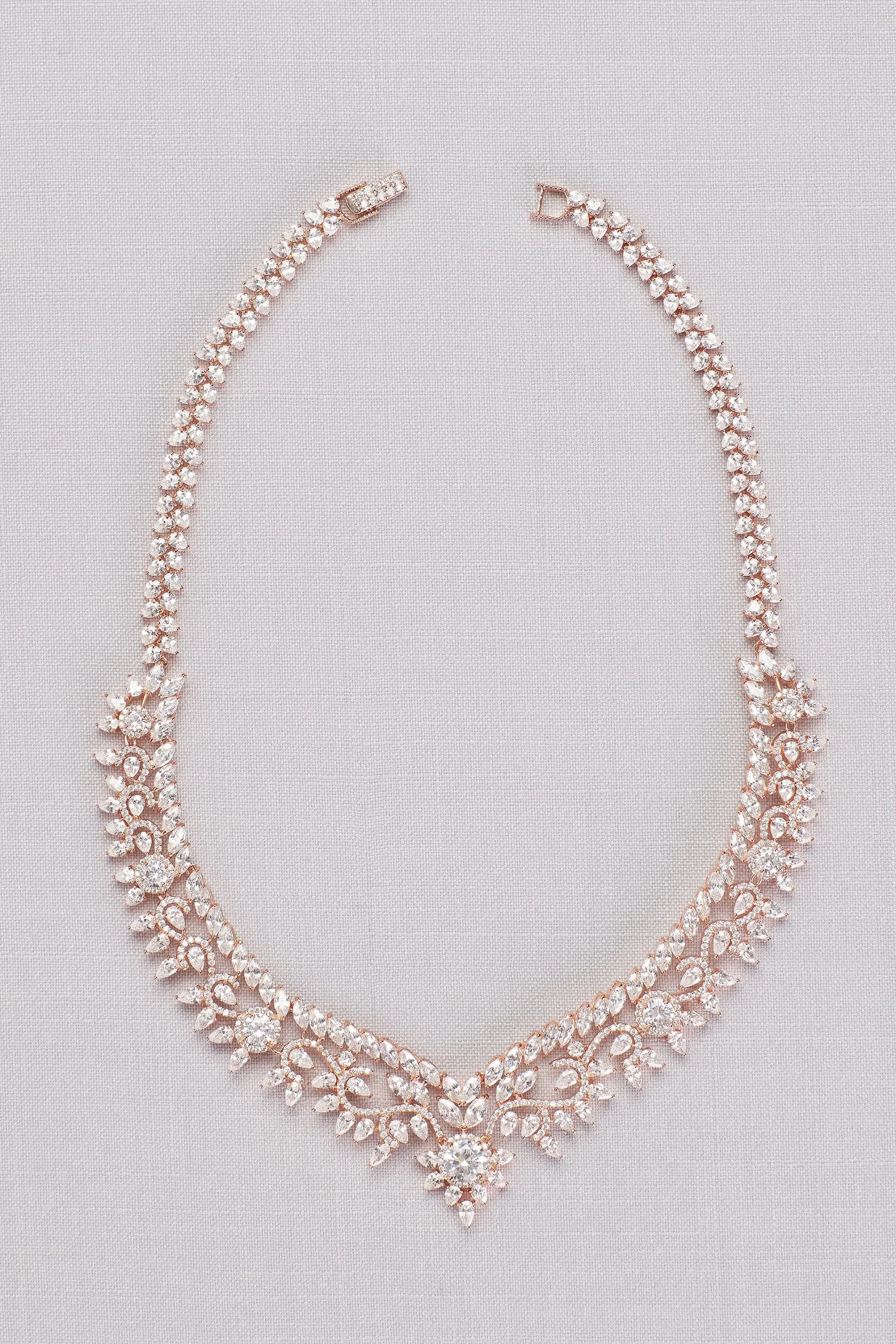 Cubic Zirconia Leaf and Vine Collar Necklace