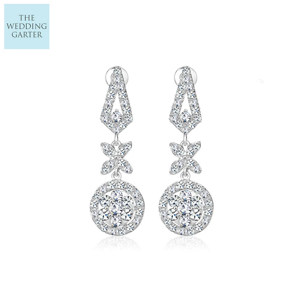 Cubic Zirconia Micro Paved Luxury Drop Wedding Earrings