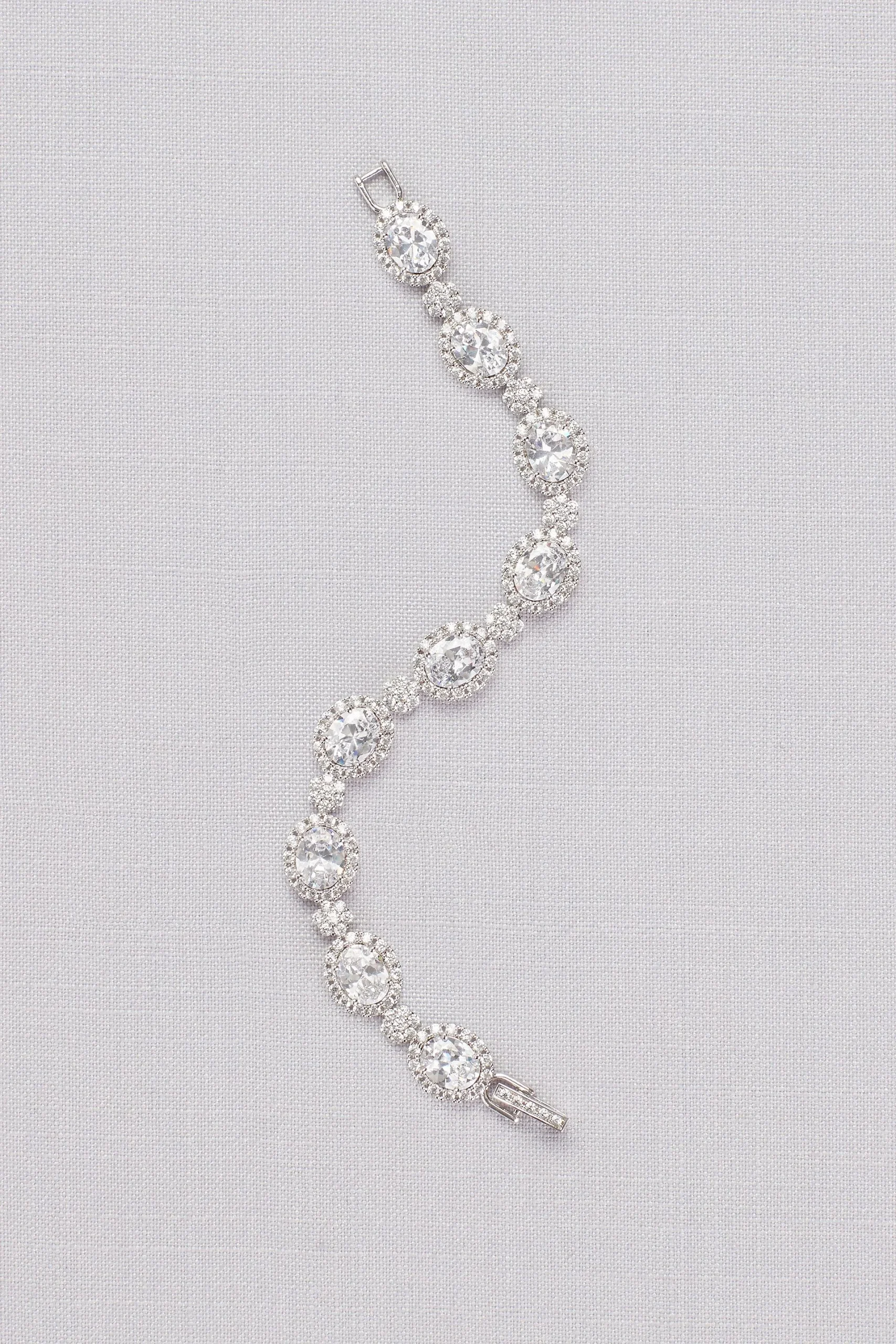 Cubic Zirconia Pave Halo Link Bracelet
