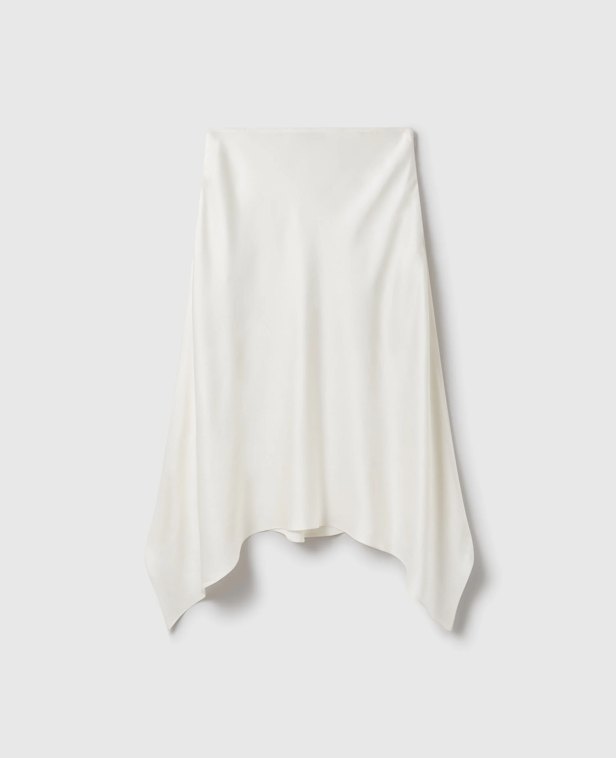 Curved Hem Satin Midi Skirt