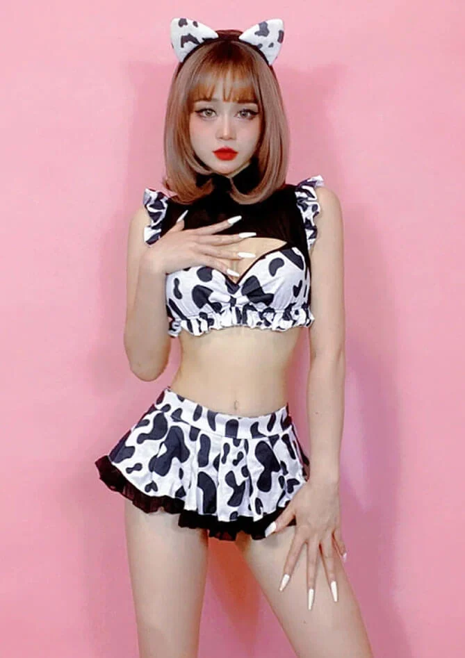 Cute Cow Outfits 2 Piece Cow Print Lingerie