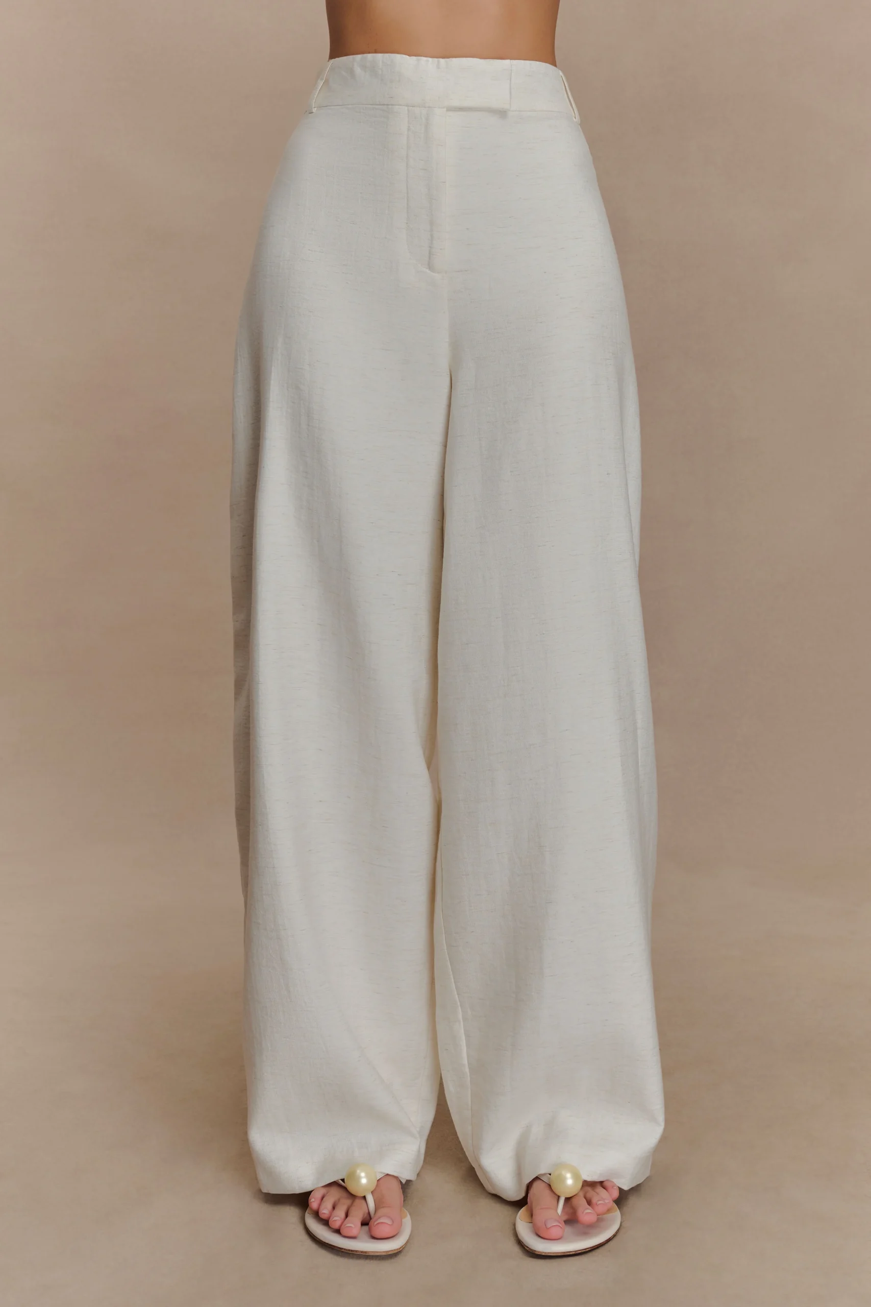 CyreneFINAL SALELinen Wide Leg Pants - Oat Marle