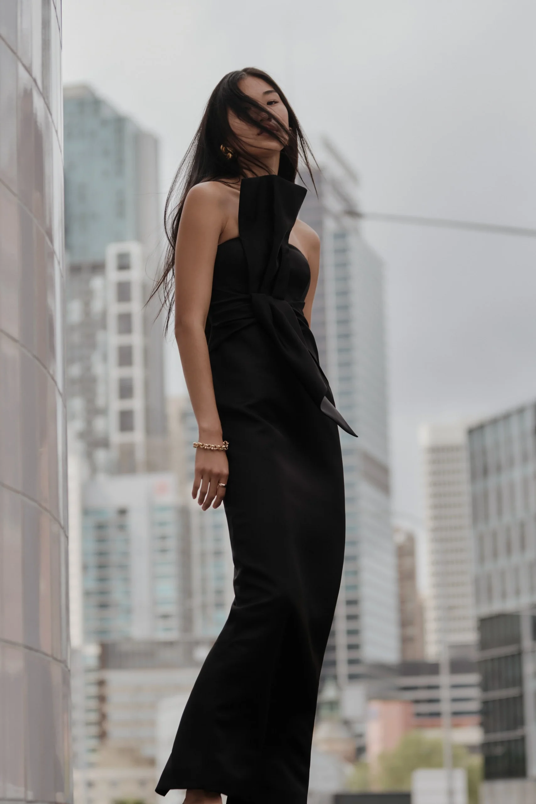 CyrillFINAL SALEStrapless Satin Structured Maxi Dress - Black