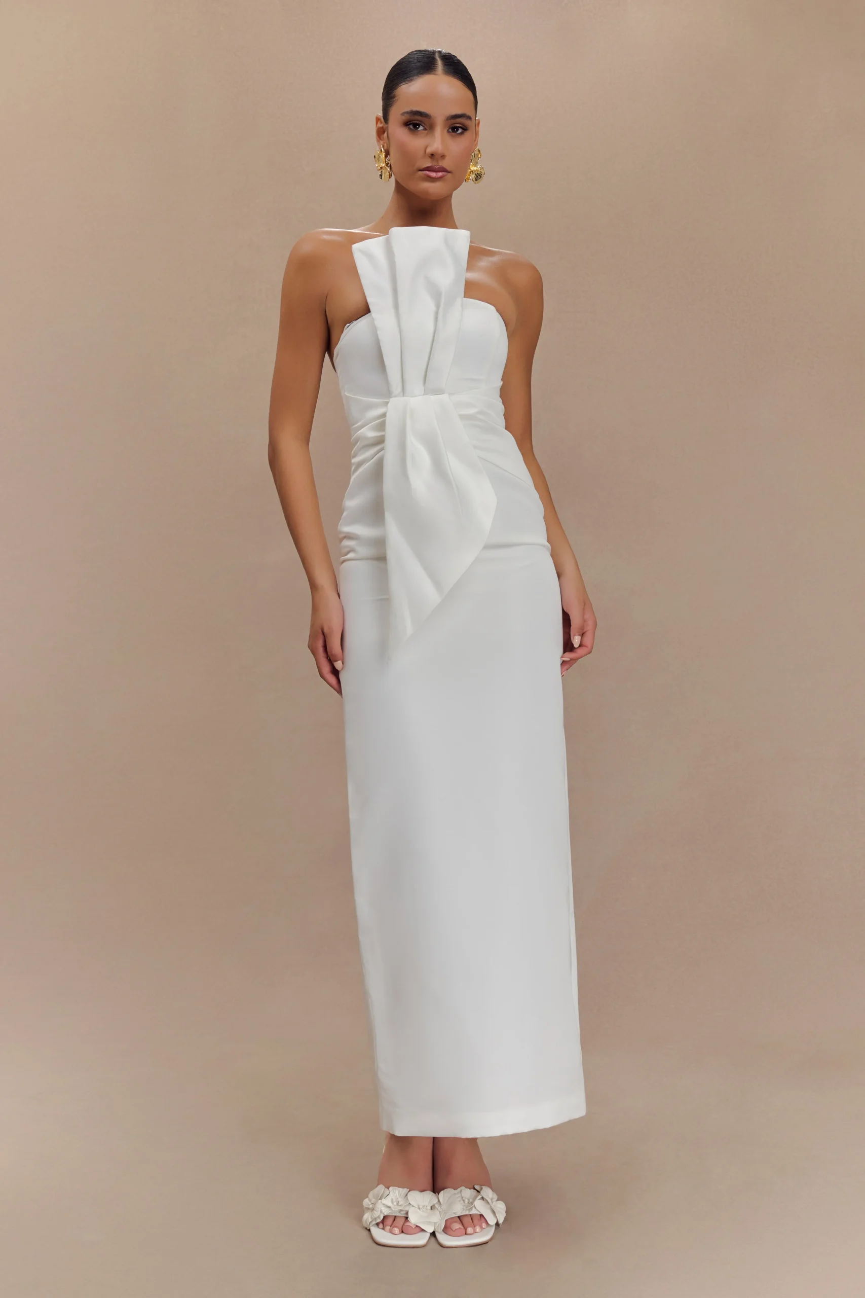 CyrillFINAL SALEStrapless Satin Structured Maxi Dress - White