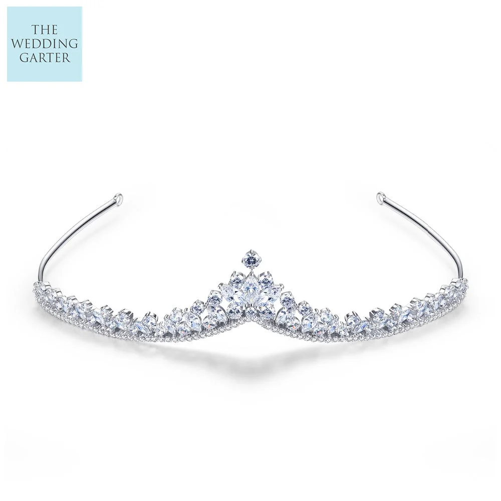 CZ Diamond Princess Tiara Crown For Brides