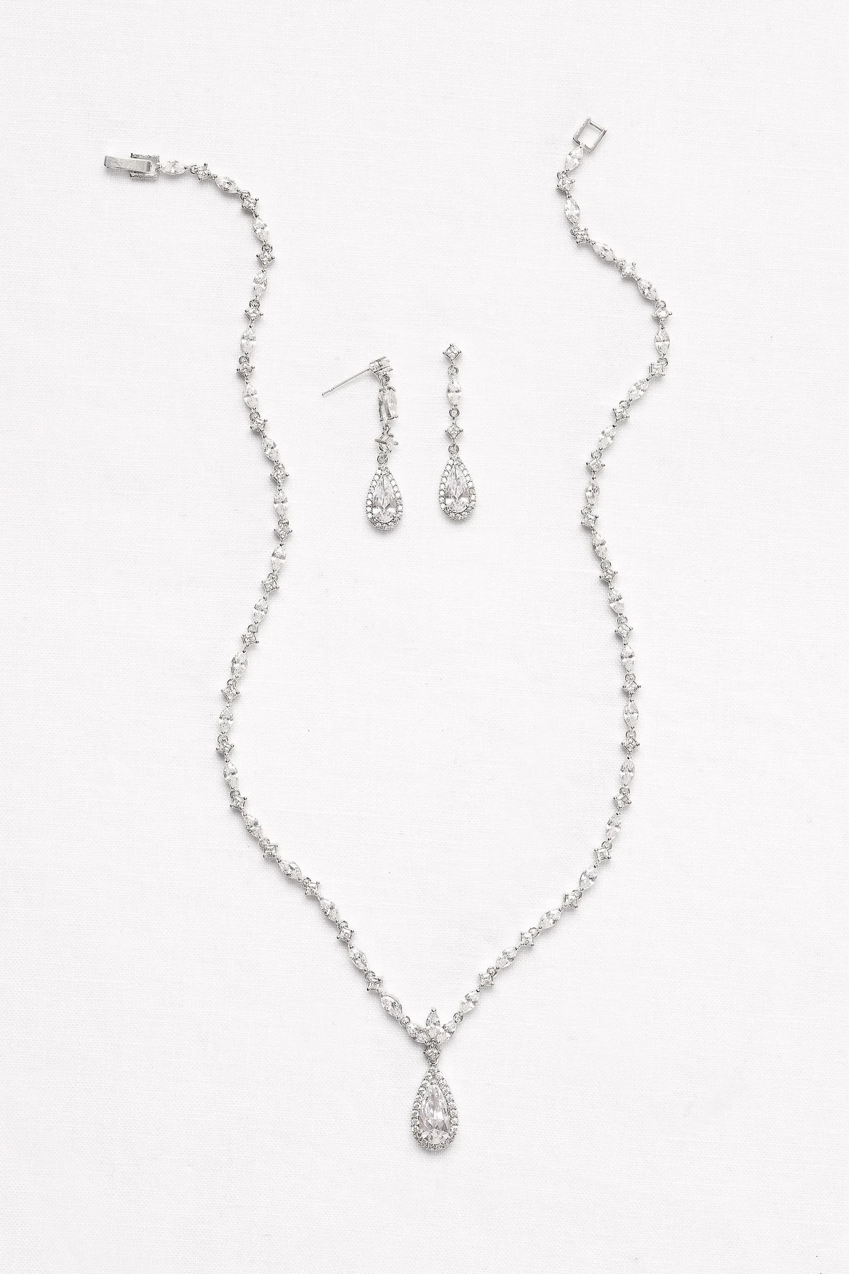 Dainty Cubic Zirconia Necklace and Earring Set