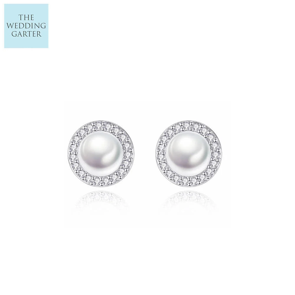 Dainty Real Pearl & Sterling Silver Stud Earrings